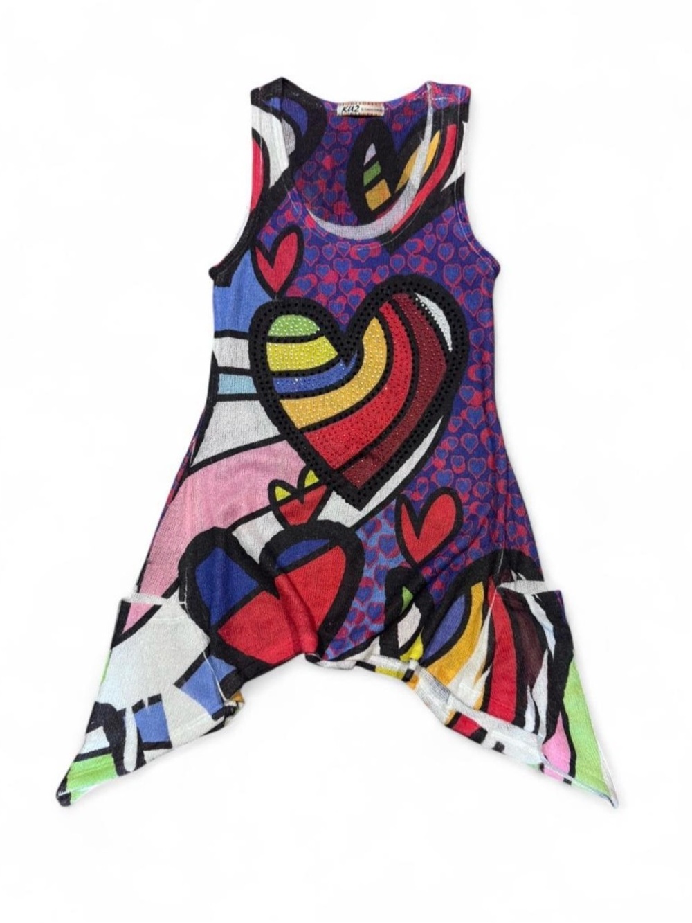 KU2 By Kokomo Unlimited Multicolor Heart Print Dress